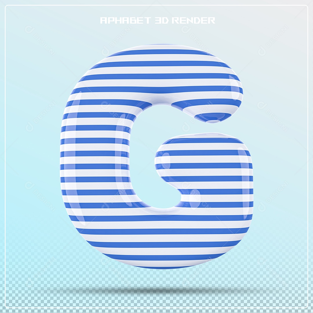 Letra 3D G Balão Azul Para Composição PSD
