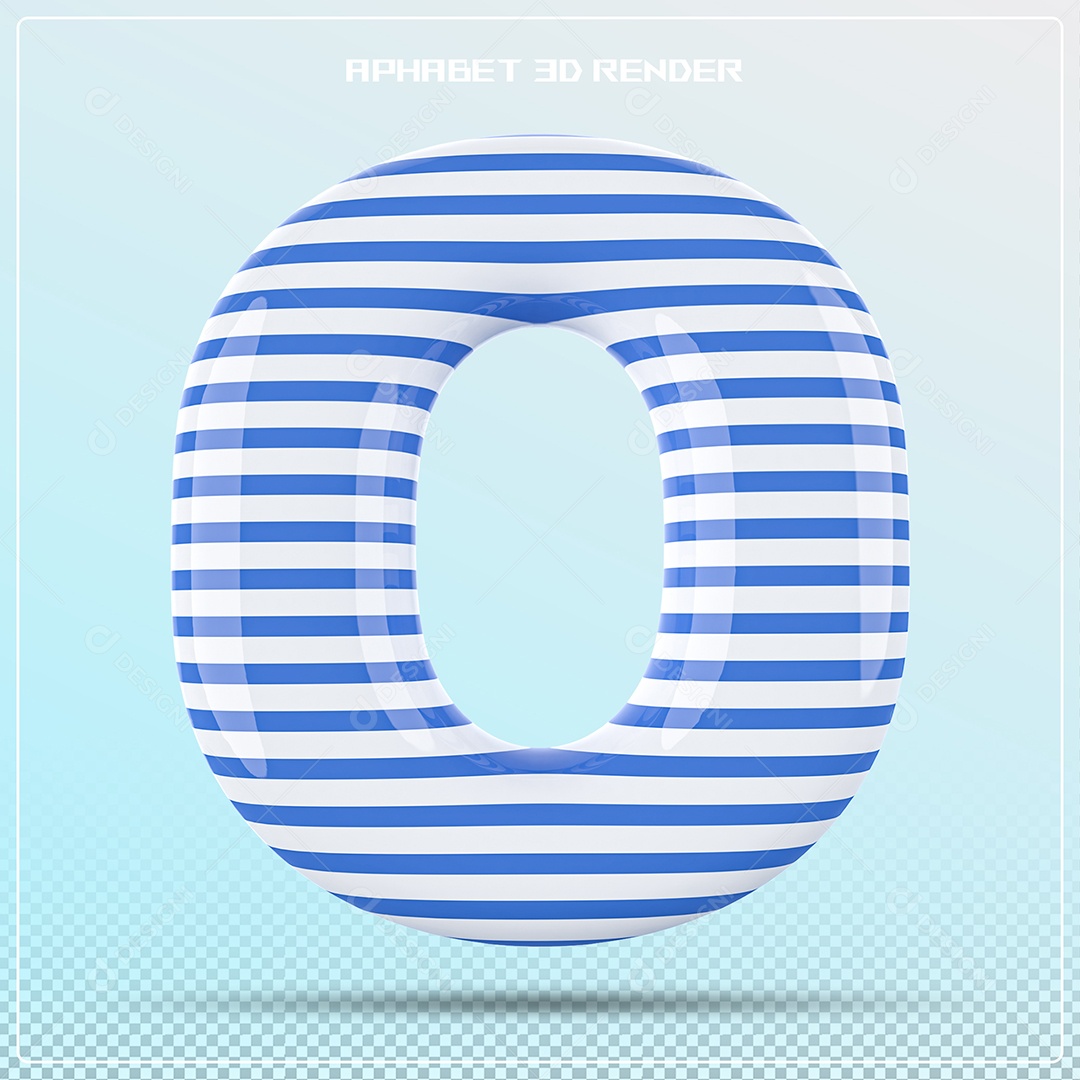 Letra 3D O  Balão Azul Branco Para Composição PSD