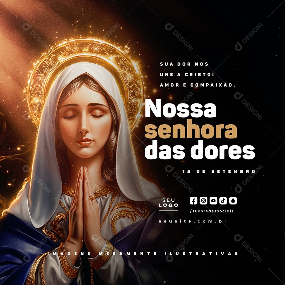 Dia de Nossa Senhora das Dores 15 de Setembro Social Media PSD Editável