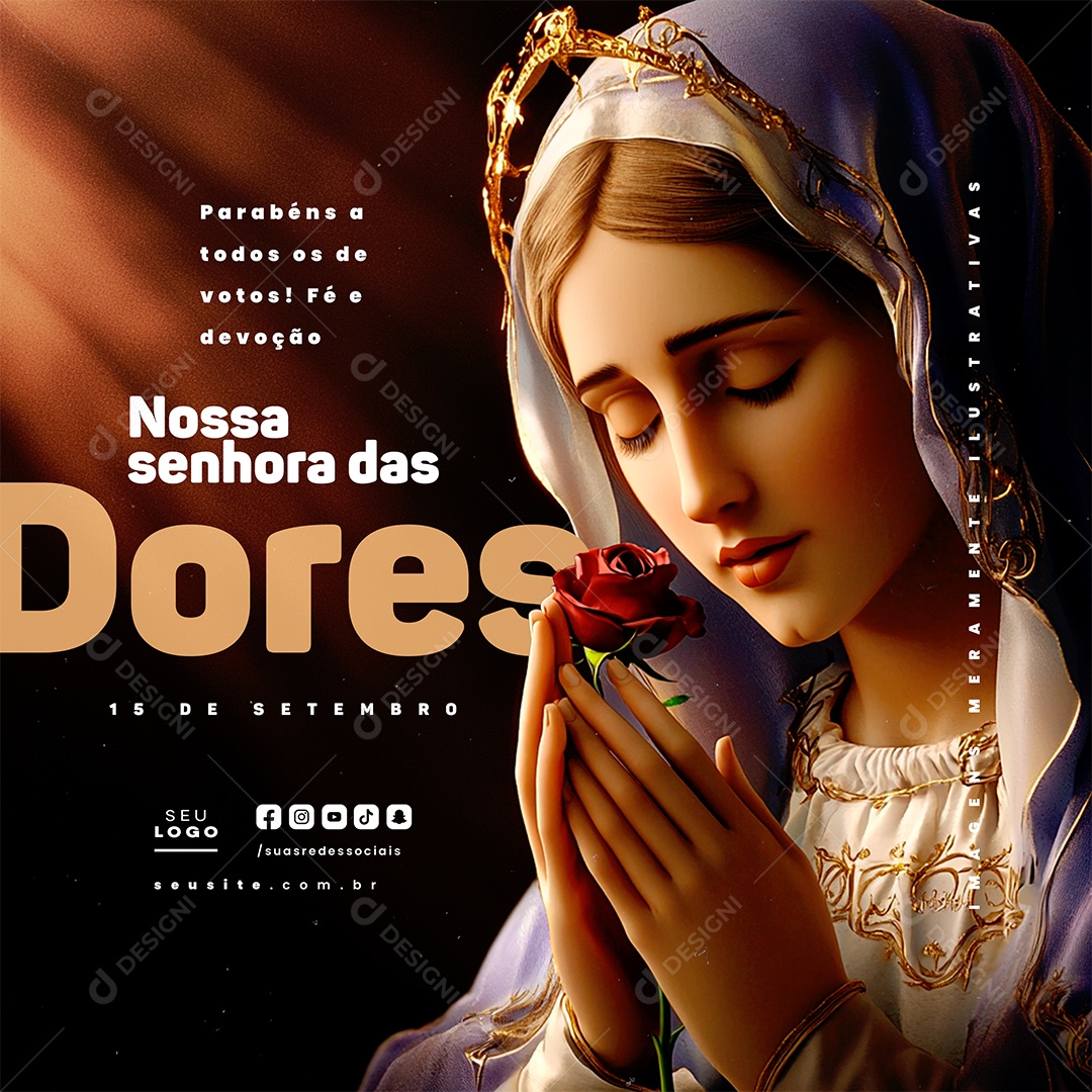 Dia de Nossa Senhora das Dores 15 de Setembro Social Media PSD Editável