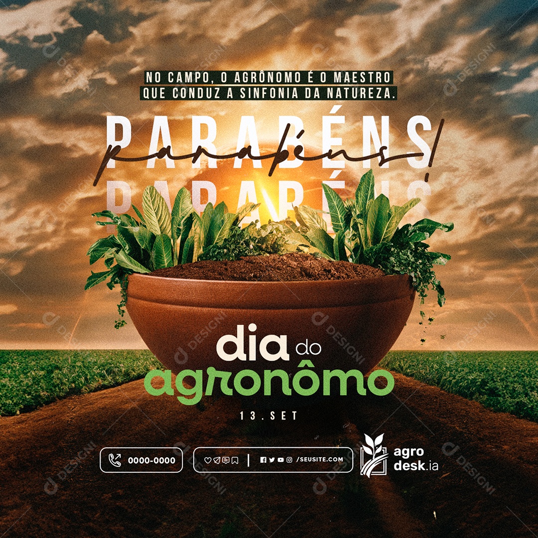 Dia do Agrônomo 13 de Setembro Social Media PSD Editável
