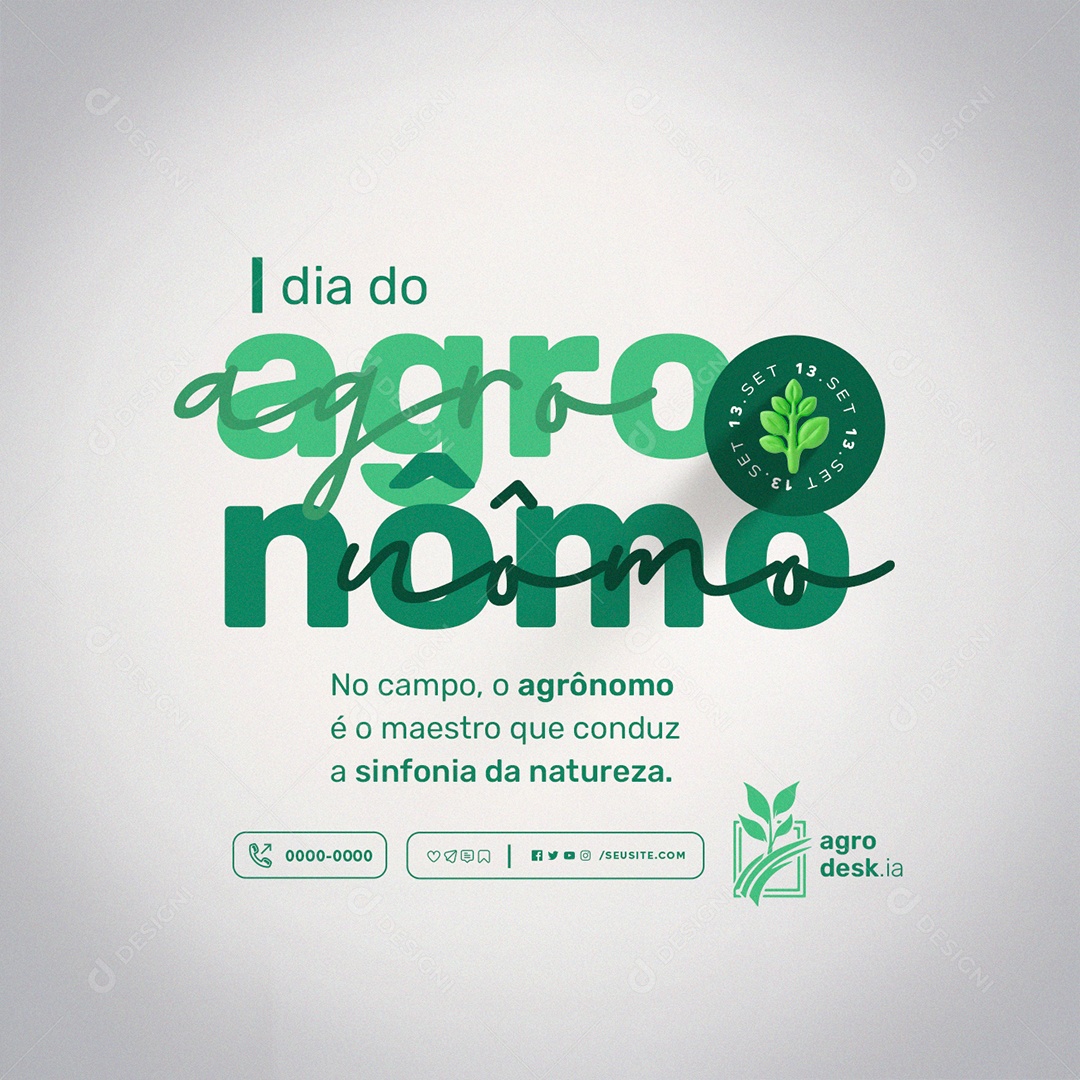 Dia do Agrônomo 13 de Setembro no Campo Social Media PSD Editável