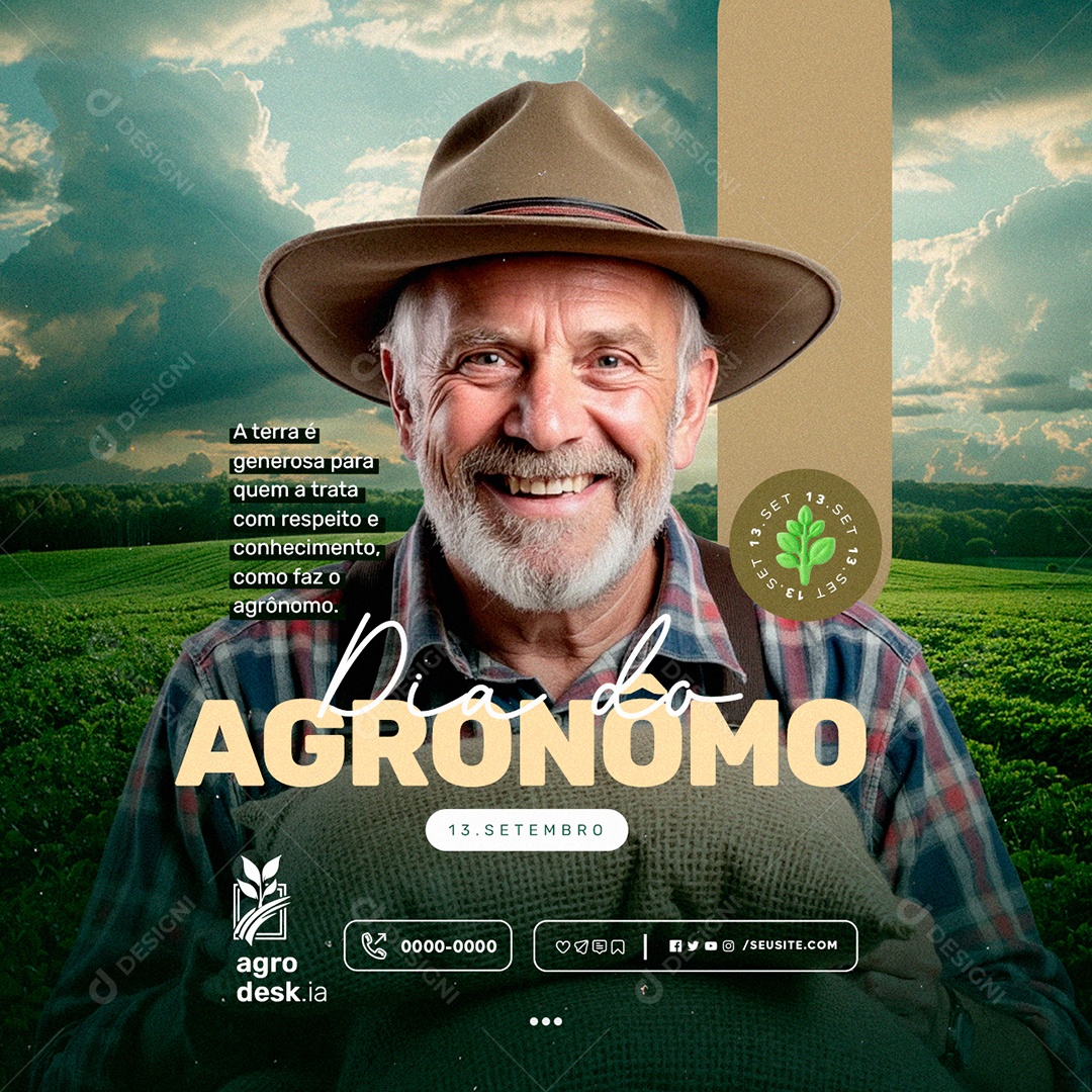 Dia do Agrônomo 13 de Setembro Social Media PSD Editável