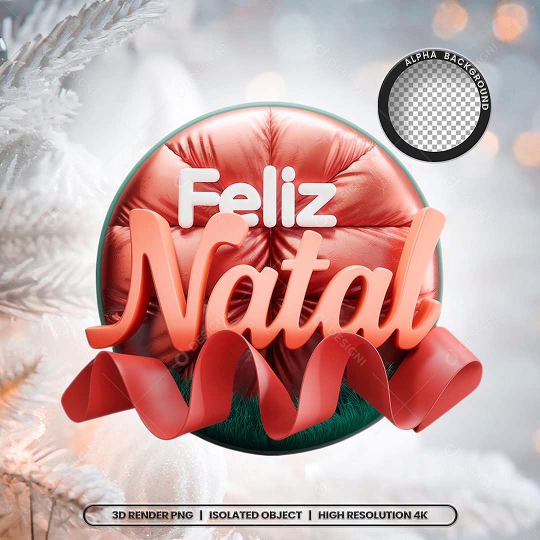 Selo 3D Feliz Natal para Composição PSD
