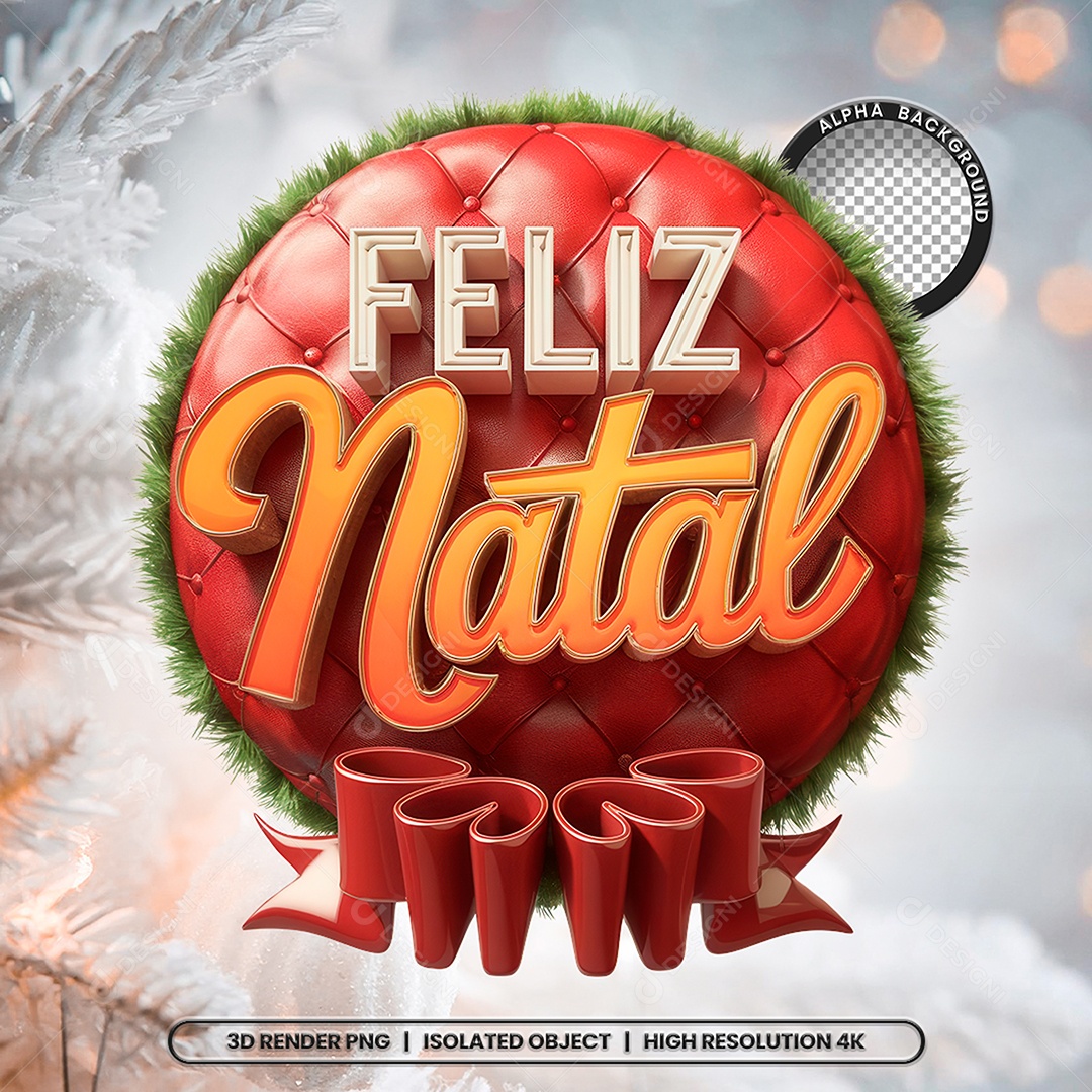Selo 3D Feliz Natal para Composição PSD