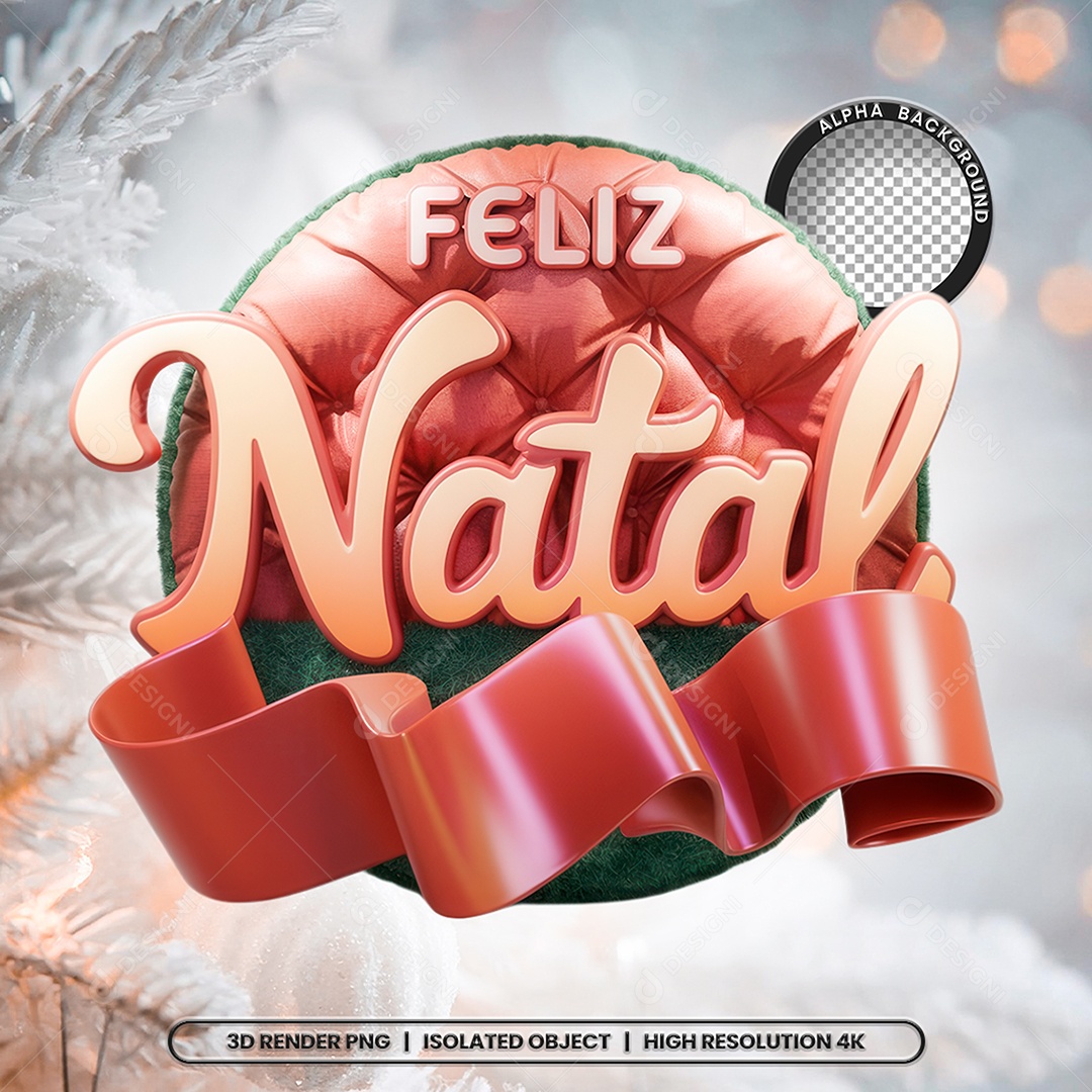 Selo 3D Feliz Natal para Composição PSD