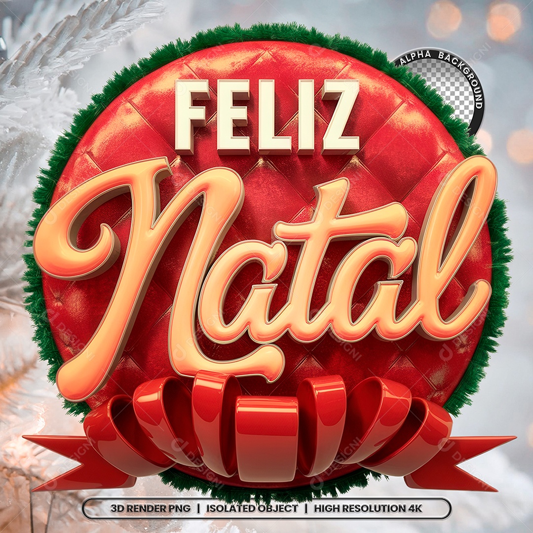 Selo 3D Feliz Natal para Composição PSD
