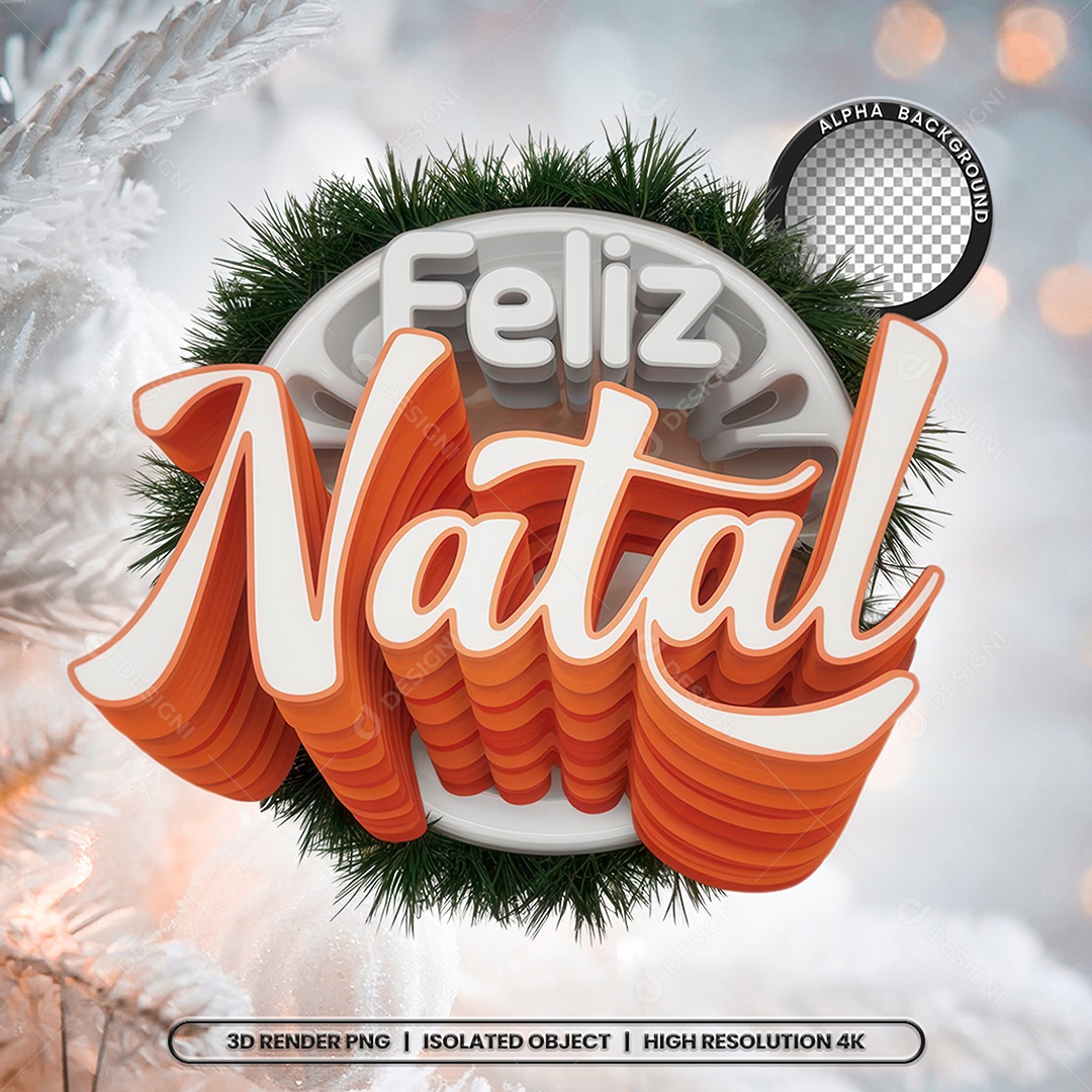 Selo 3D Feliz Natal para Composição PSD