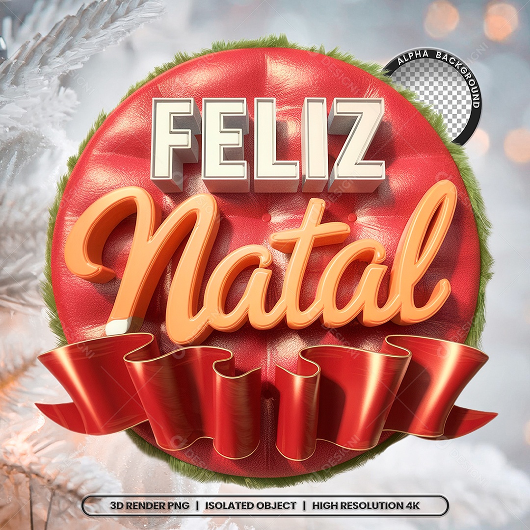 Selo 3D Feliz Natal para Composição PSD