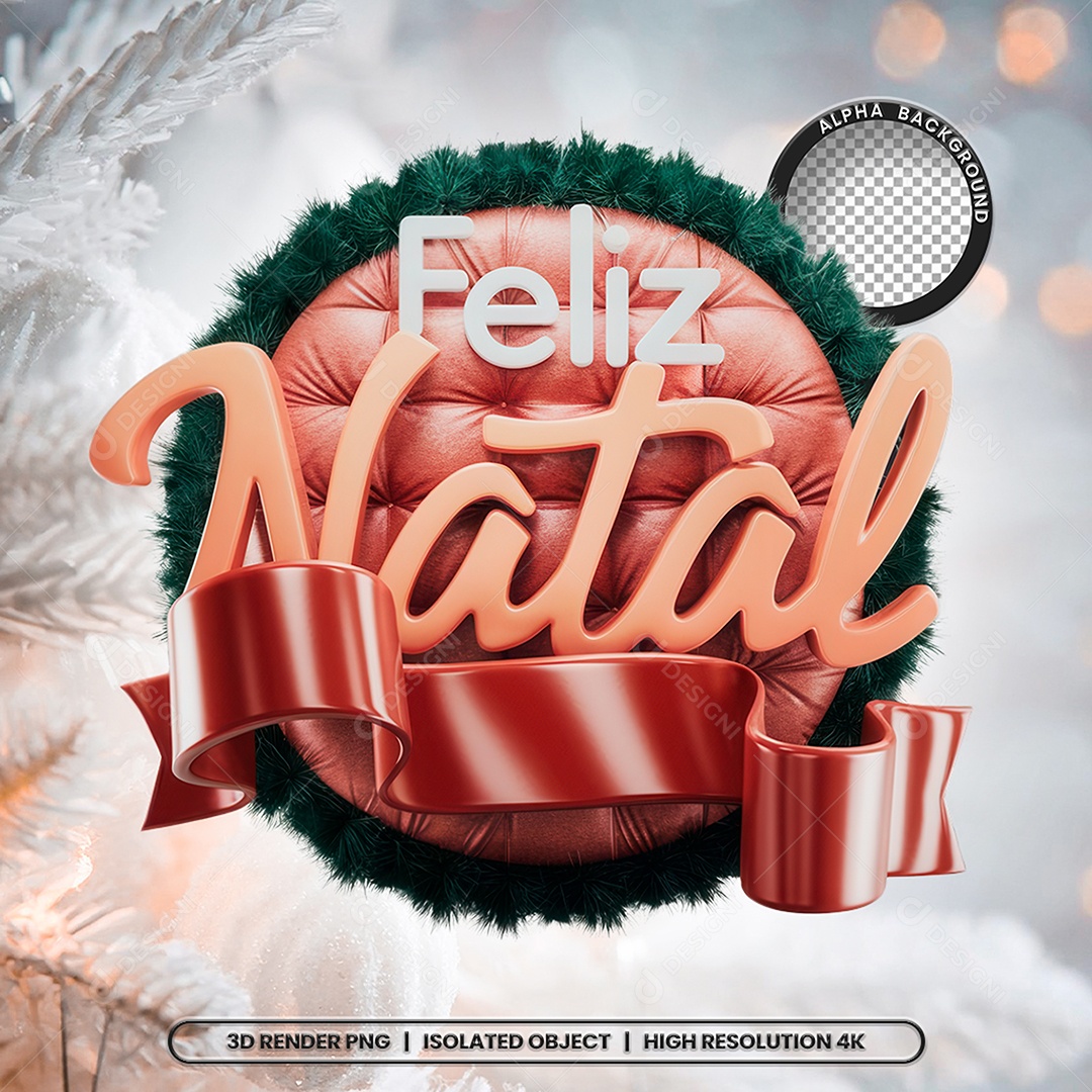 Selo 3D Feliz Natal para Composição PSD