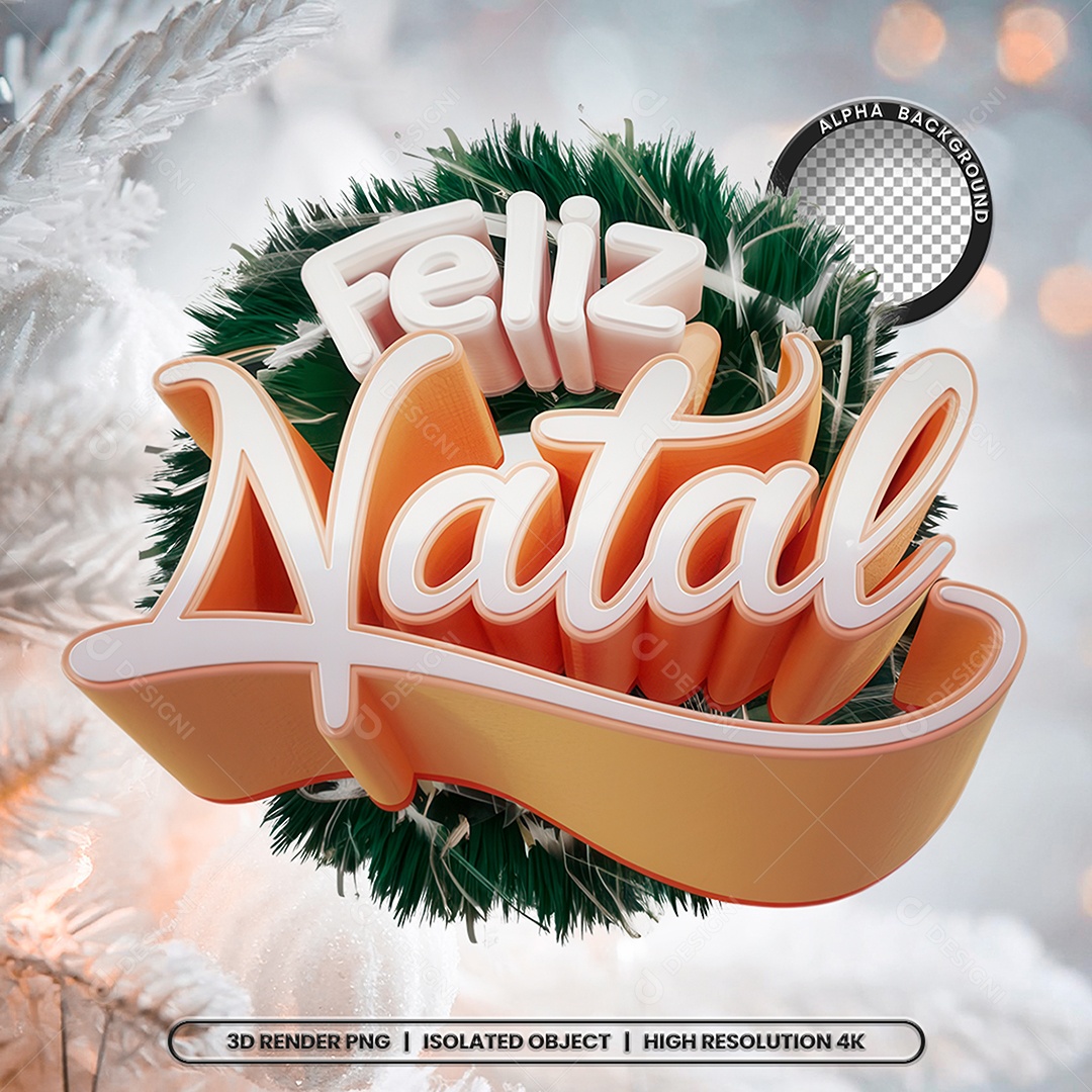 Selo 3D Feliz Natal para Composição PSD