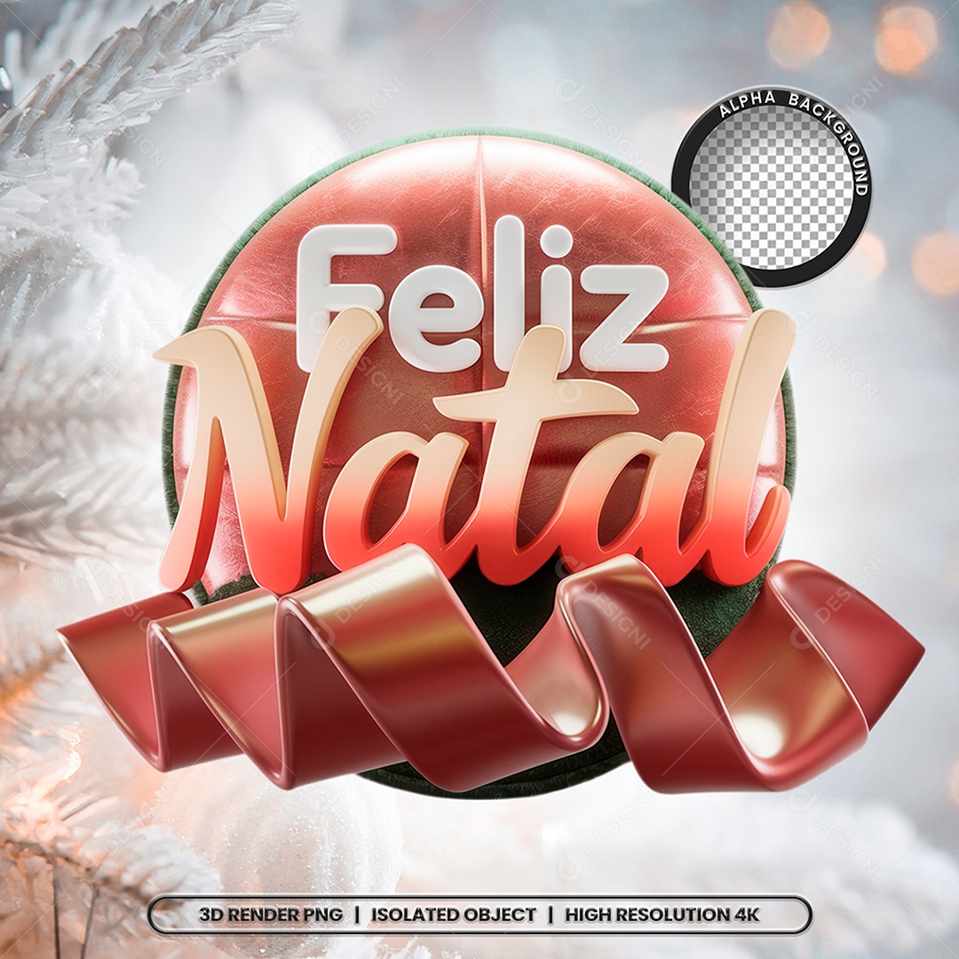 Selo 3D Feliz Natal para Composição PSD