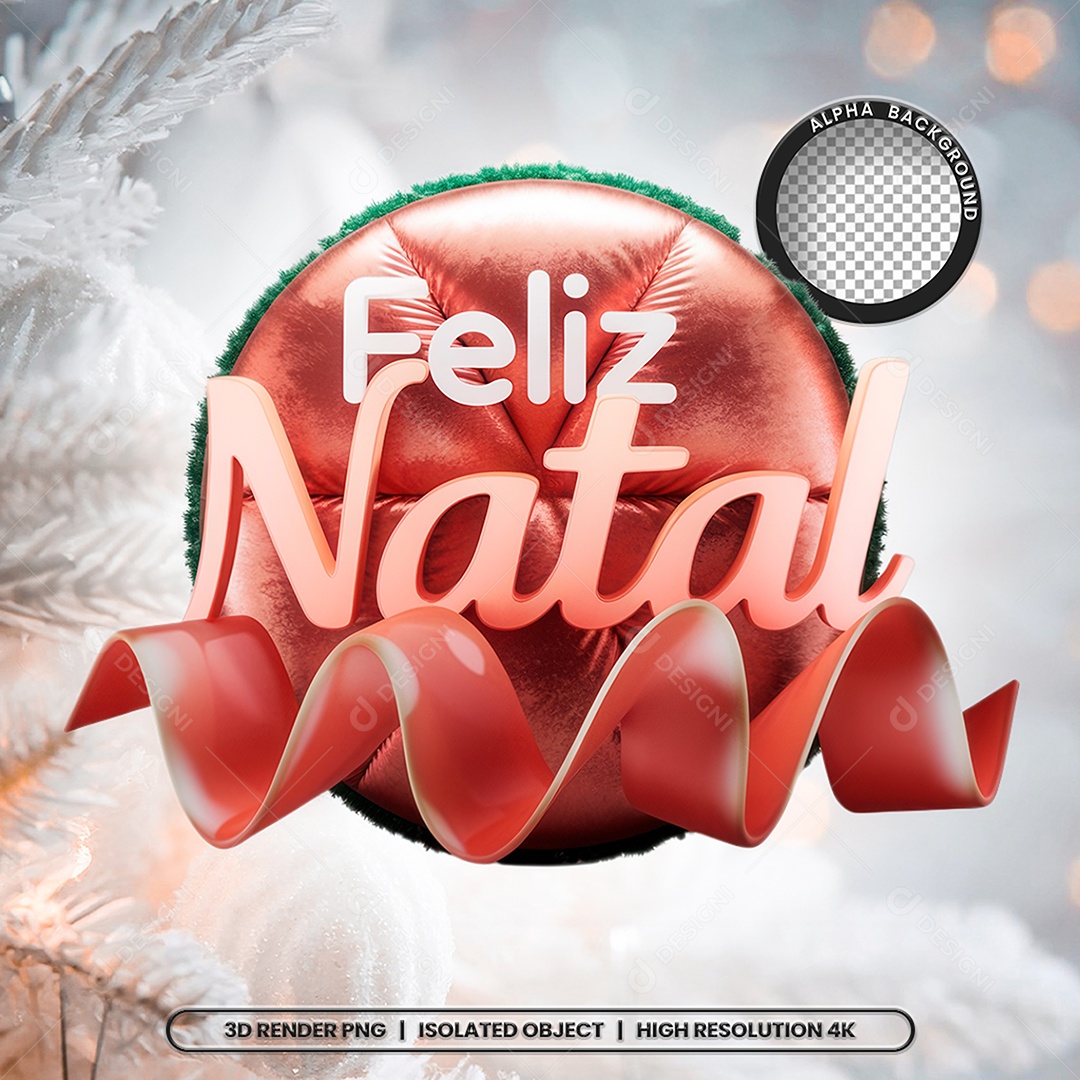 Selo 3D Feliz Natal para Composição PSD