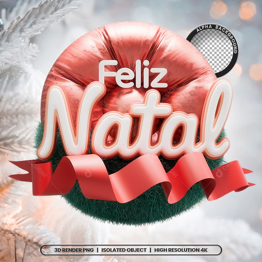 Selo 3D Feliz Natal para Composição PSD