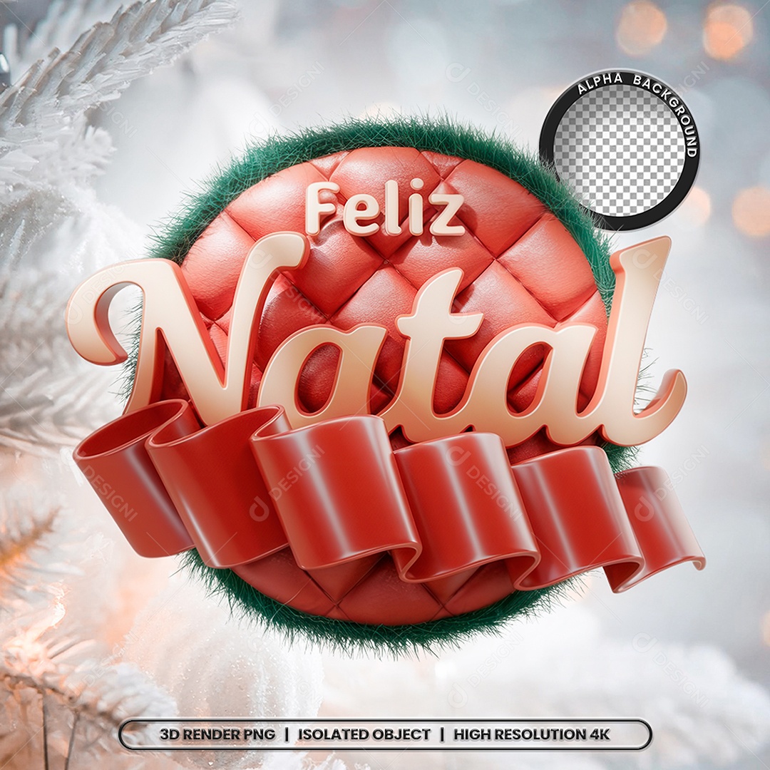 Selo 3D Feliz Natal para Composição PSD
