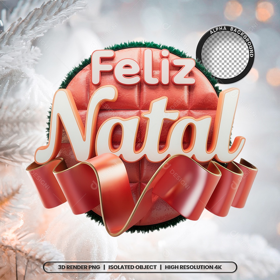 Selo 3D Feliz Natal para Composição PSD