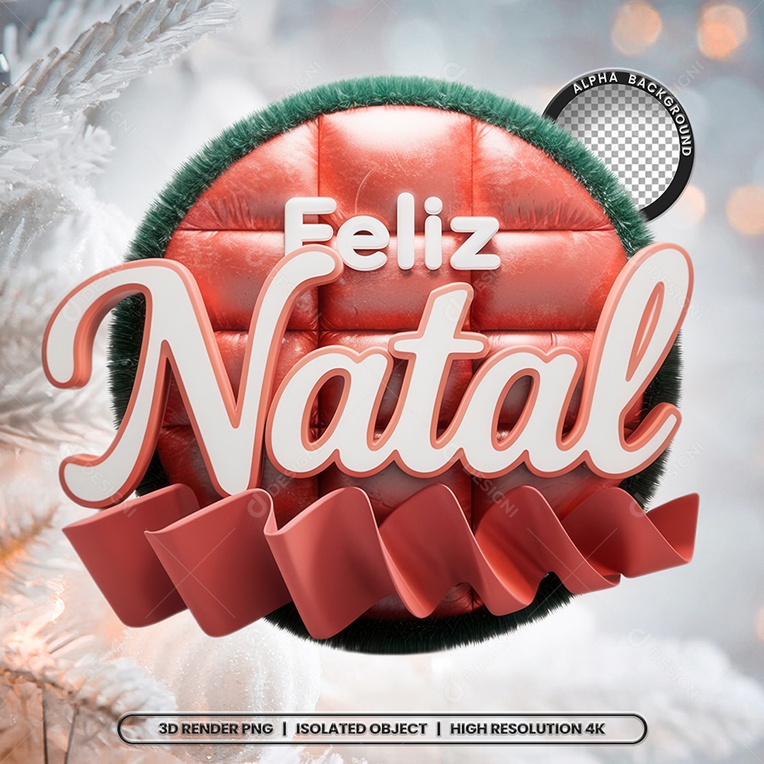 Selo 3D Feliz Natal para Composição PSD