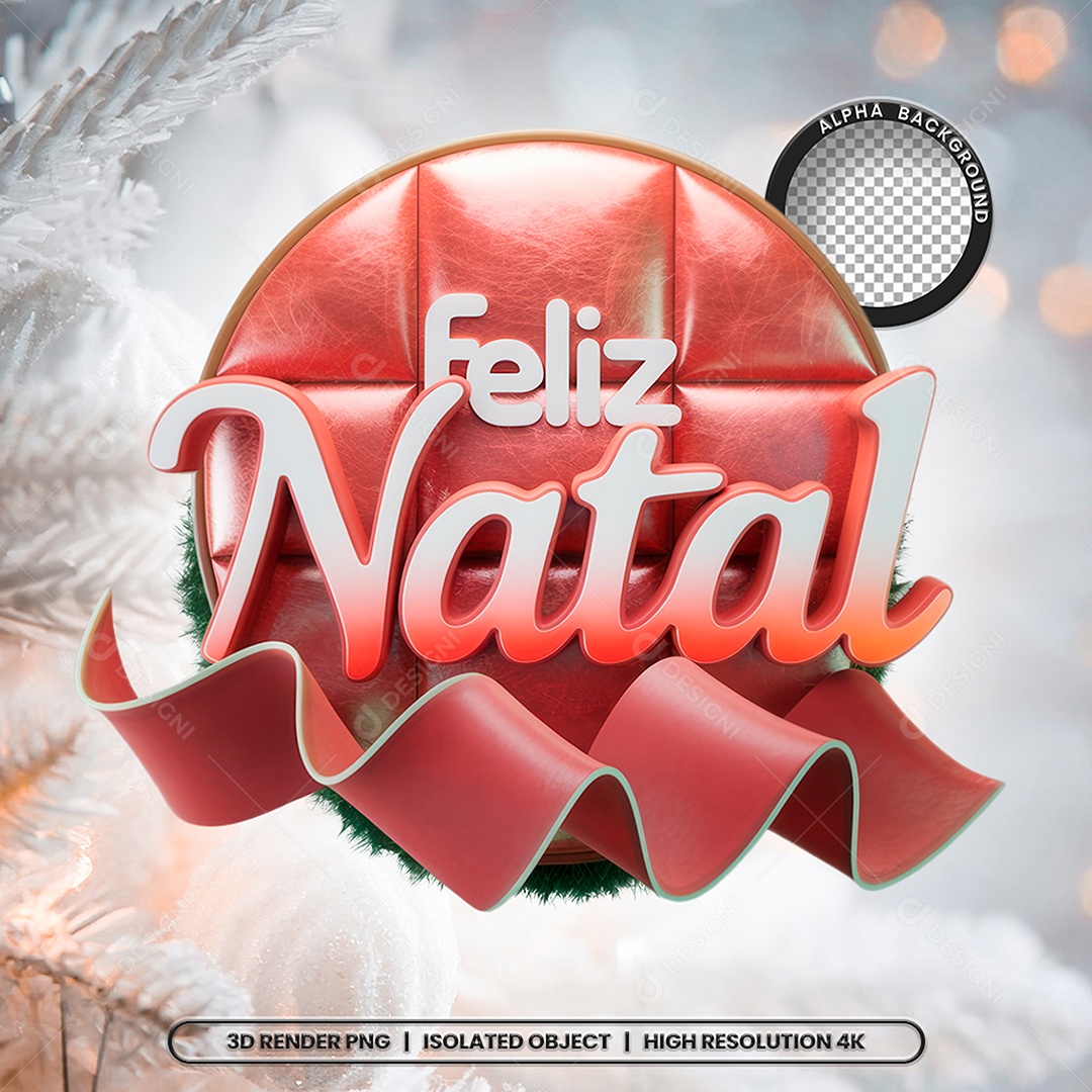 Selo 3D Feliz Natal para Composição PSD