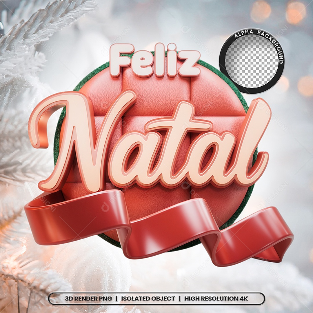 Selo 3D Feliz Natal para Composição PSD