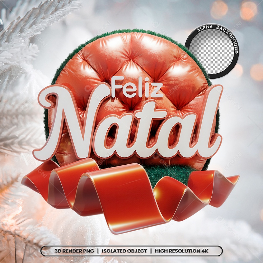 Selo 3D Feliz Natal para Composição PSD