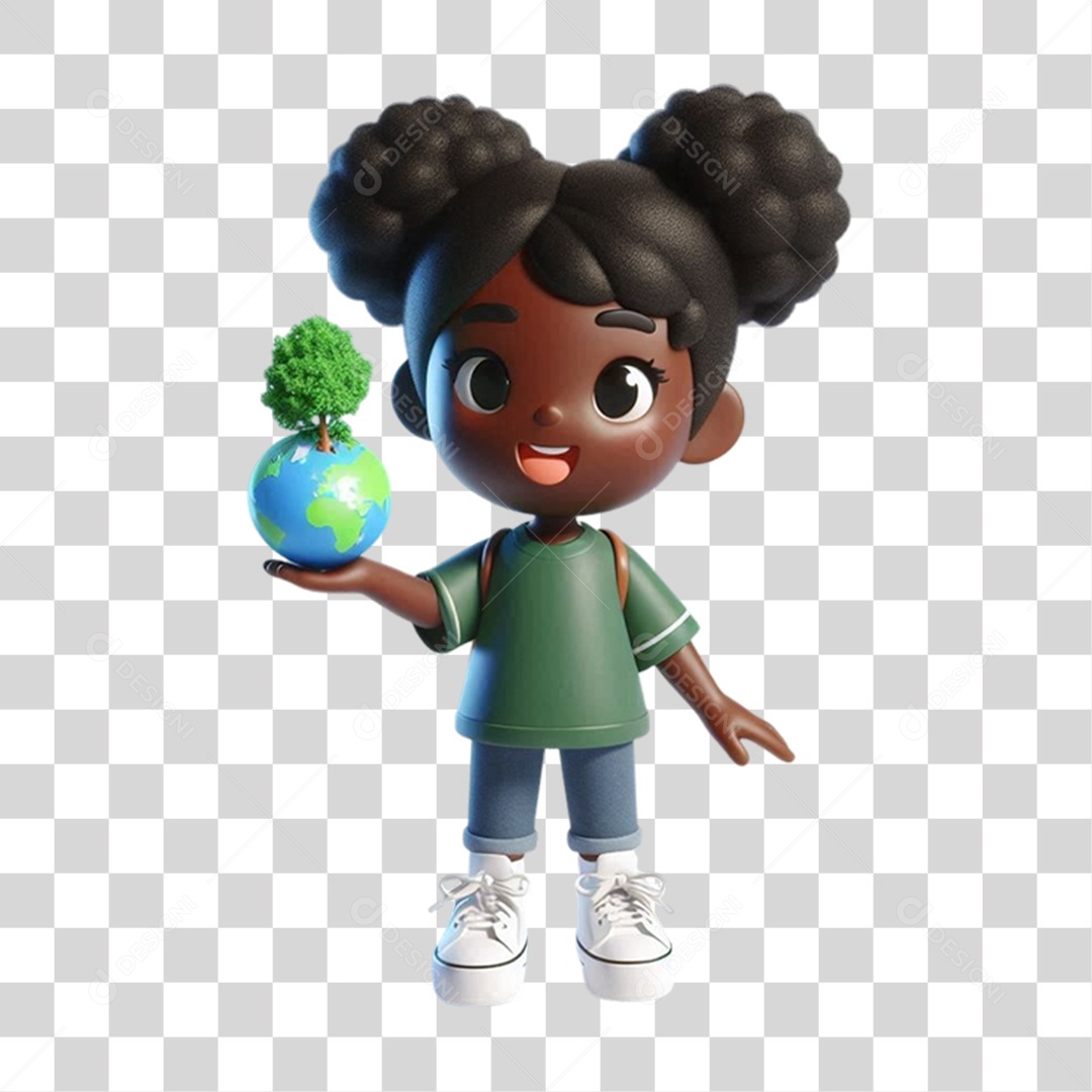 Criança com Muda de Planta PNG Transparente