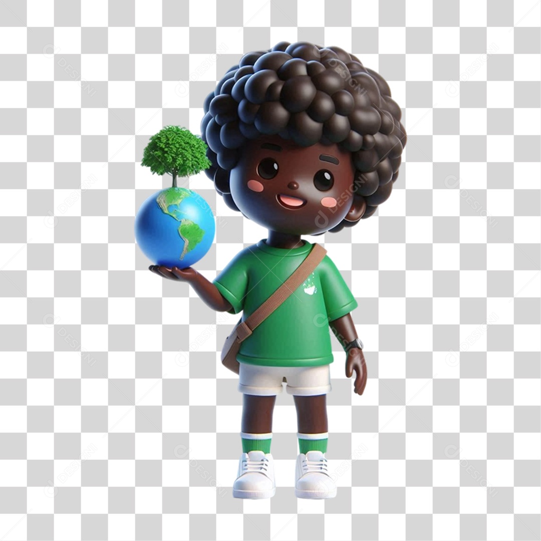 Criança com Muda de Planta PNG Transparente