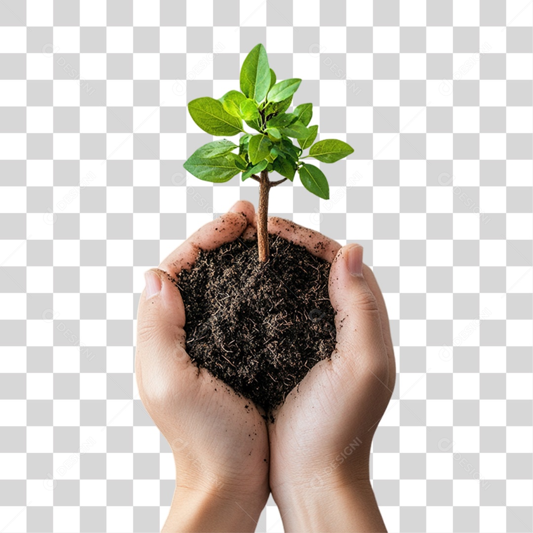 Elemento 3D Mão com Árvore PNG Transparente