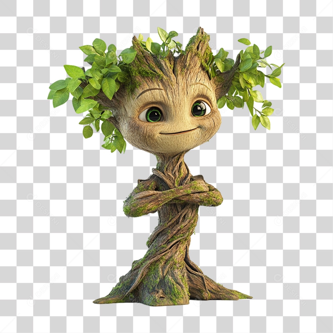 Elemento 3D Árvore Cartoon Desenho PNG Transparente