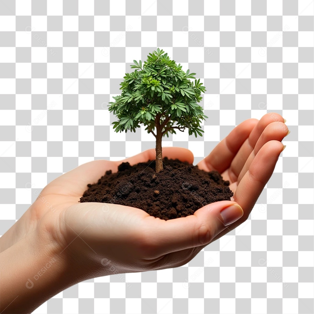 Mão com Árvore PNG Transparente