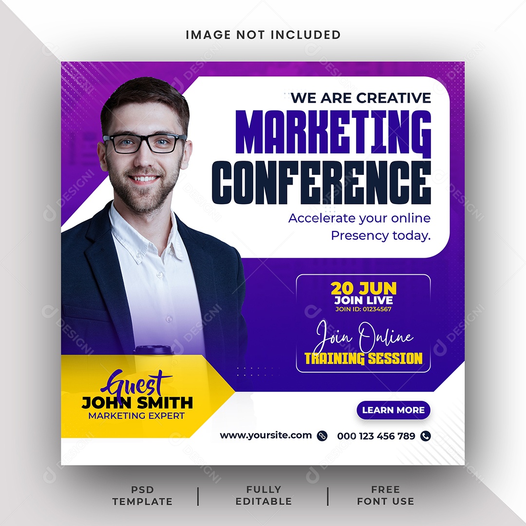 Conferência Marketing Social Media PSD Editável