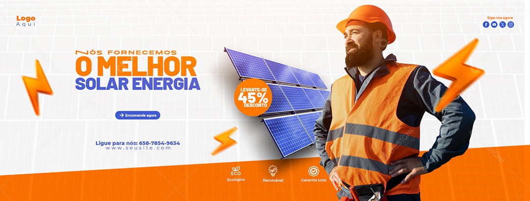 A Melhor Energia Solar 45% De Desconto  Social Media PSD Editável