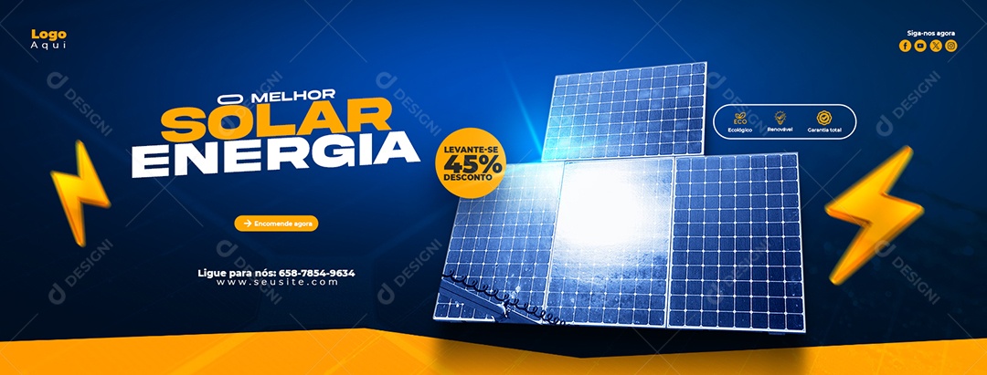 Banner A Melhor Energia Solar Para Sua Casa Social Media PSD Editável