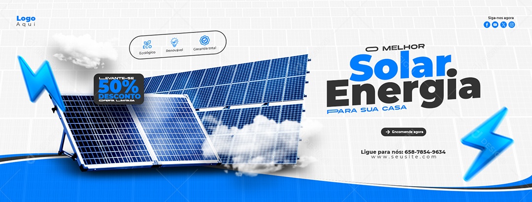 Banner A Melhor Energia Solar Social Media PSD Editável