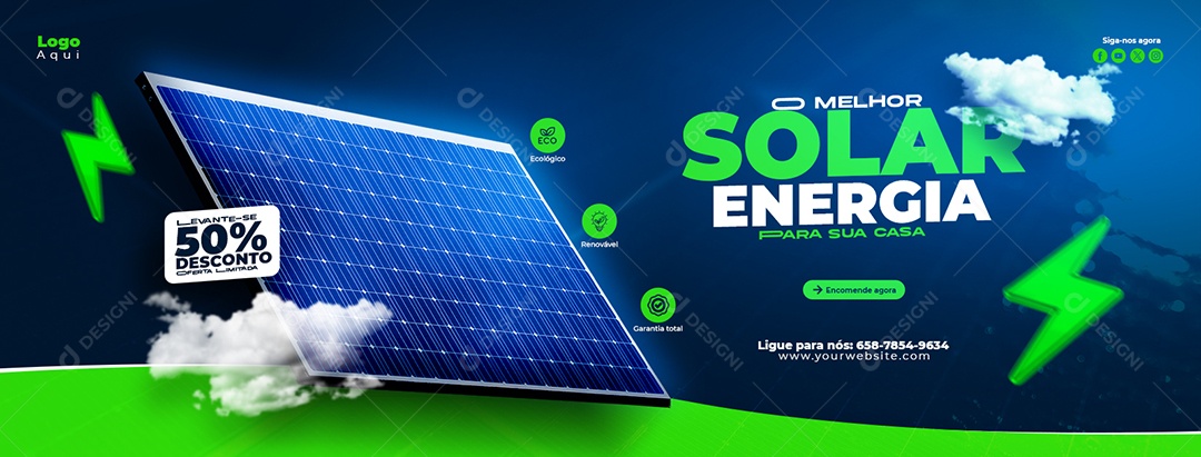 Banner A Melhor Energia Solar Social Media PSD Editável