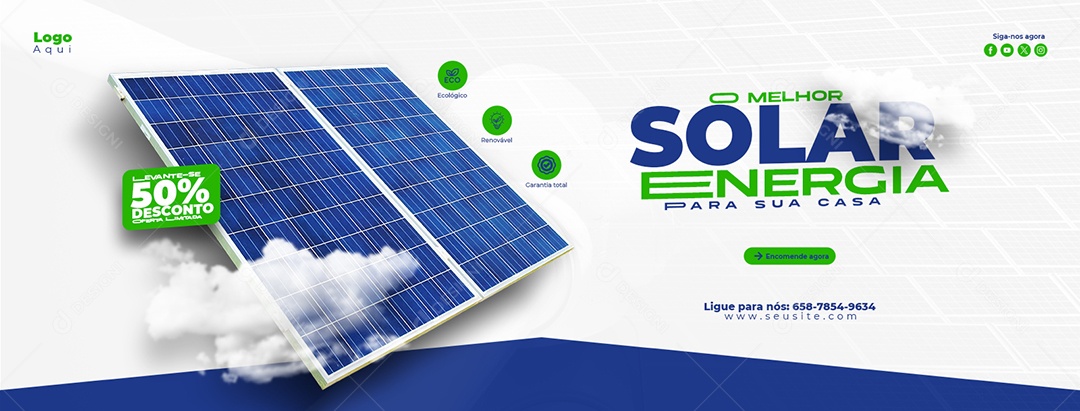 Banner A Melhor Energia Solar Para Sua Casa Social Media PSD Editável