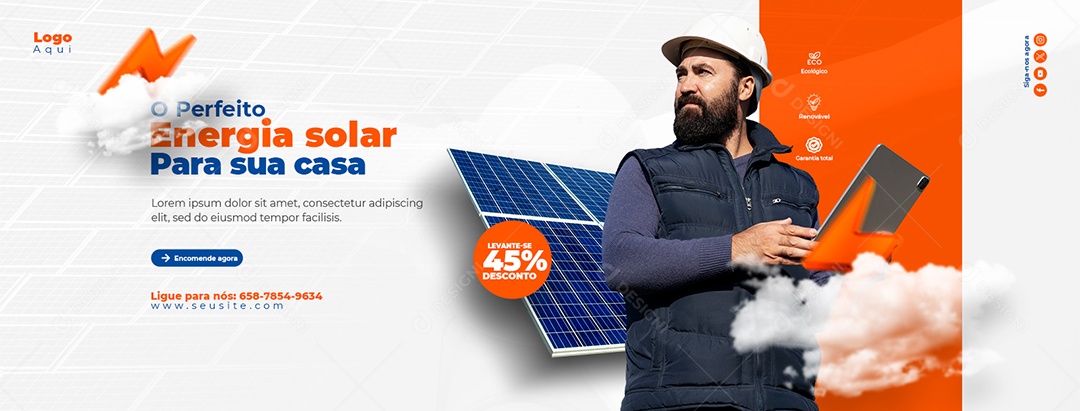 Banner A Perfeita Energia Solar Para Sua Casa Social Media PSD Editável