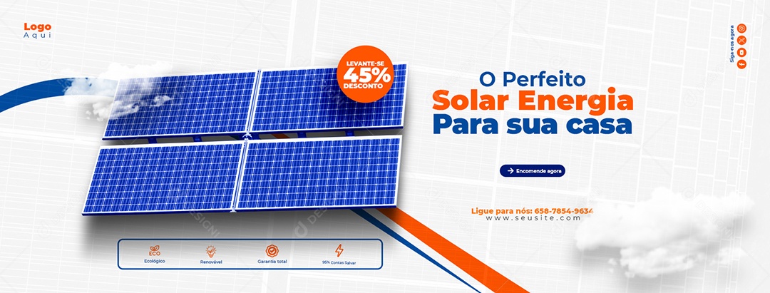 Banner A Perfeita Energia Solar Para Sua Casa Social Media PSD Editável