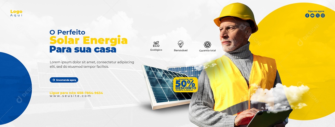 Banner A Perfeita Energia Solar Para Sua Casa Social Media PSD Editável