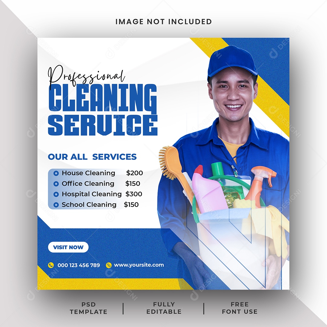 Serviço de limpeza Social Media PSD Editável
