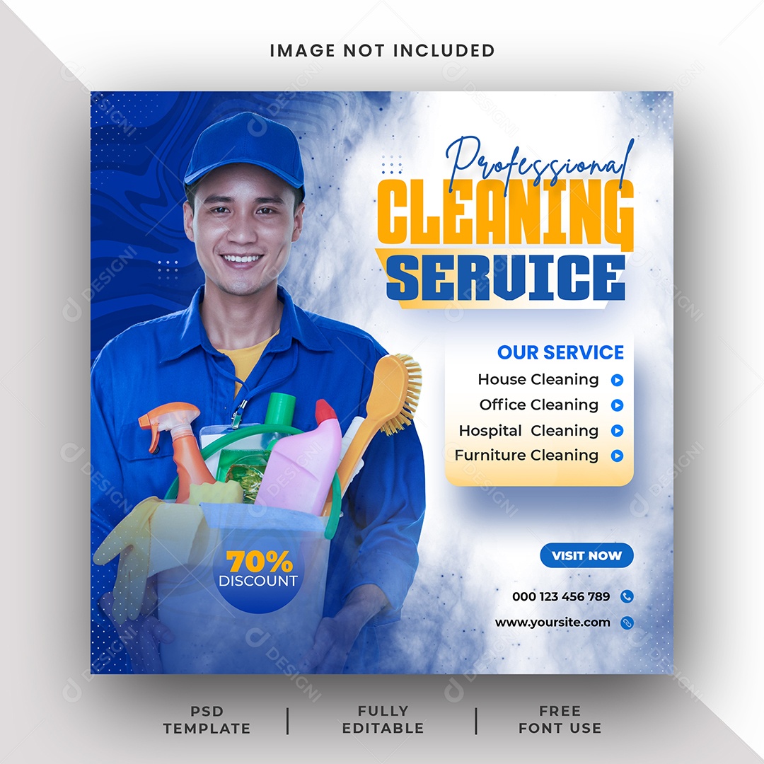 Serviço de limpeza Social Media PSD Editável