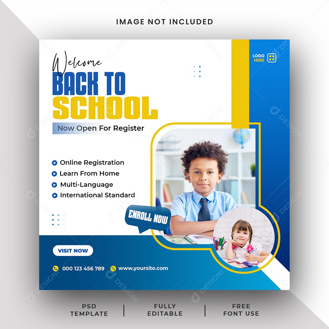 Volta Para Escola Social Media PSD Editável