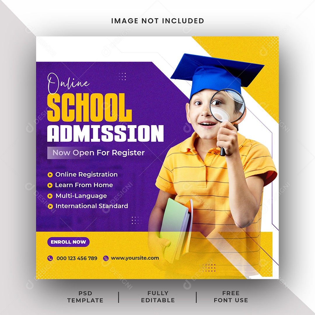 Admissão Escolar Em Social Media PSD Editável