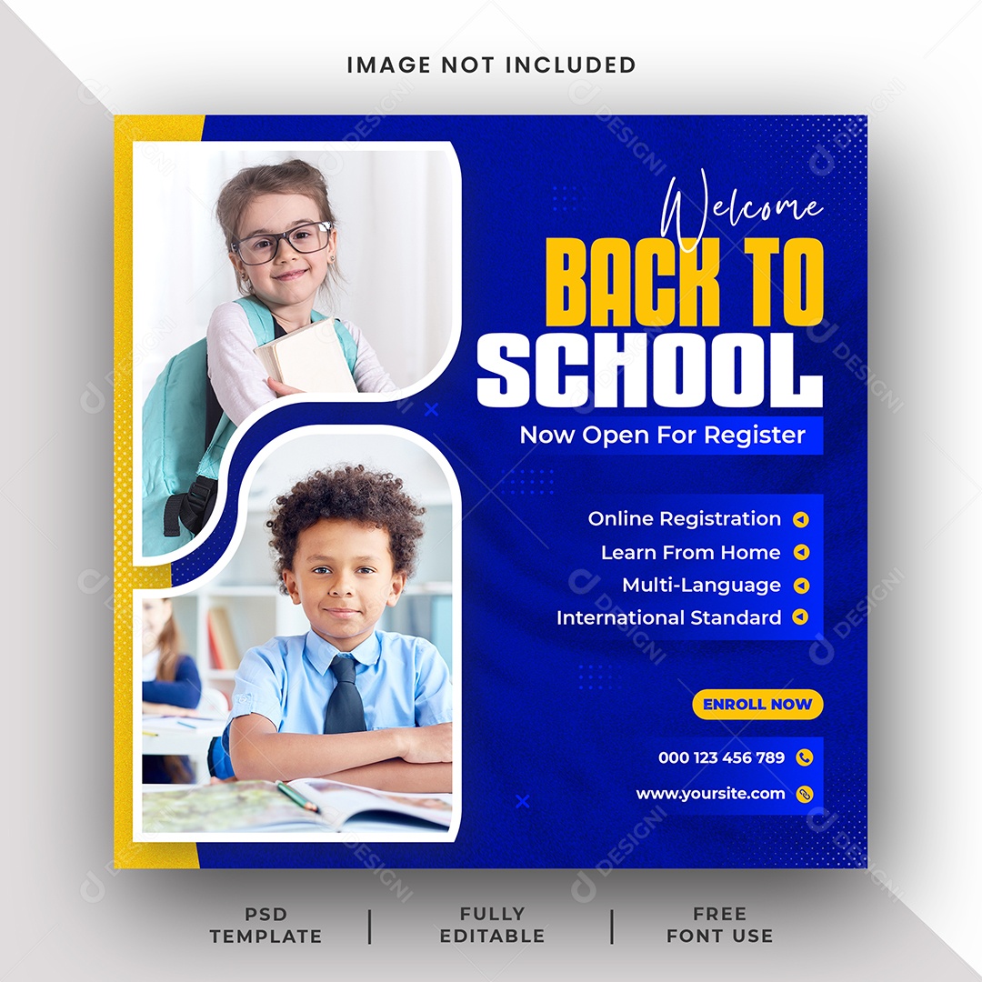 Volta Para Escola Social Media PSD Editável