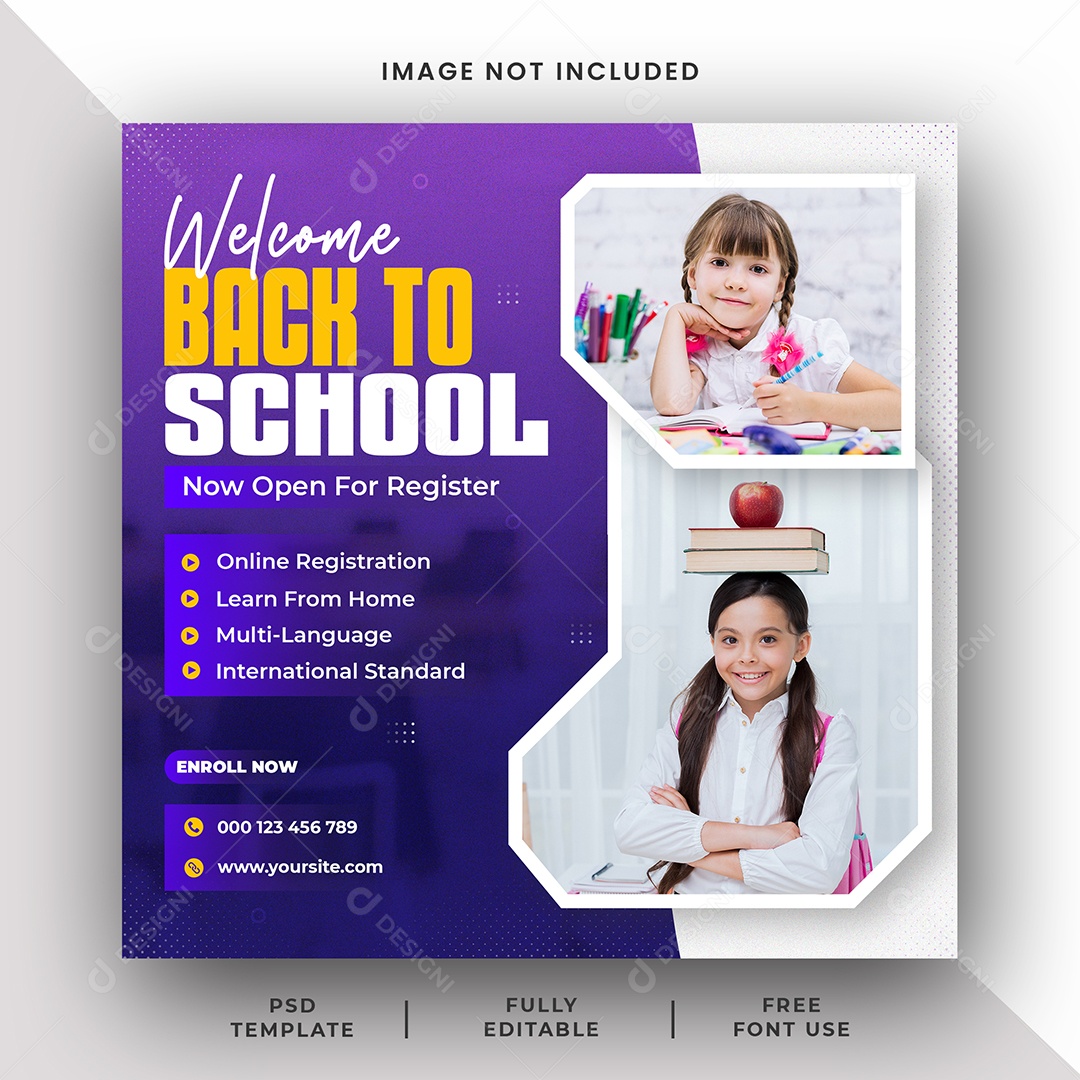 Volta Para Escola Social Media PSD Editável