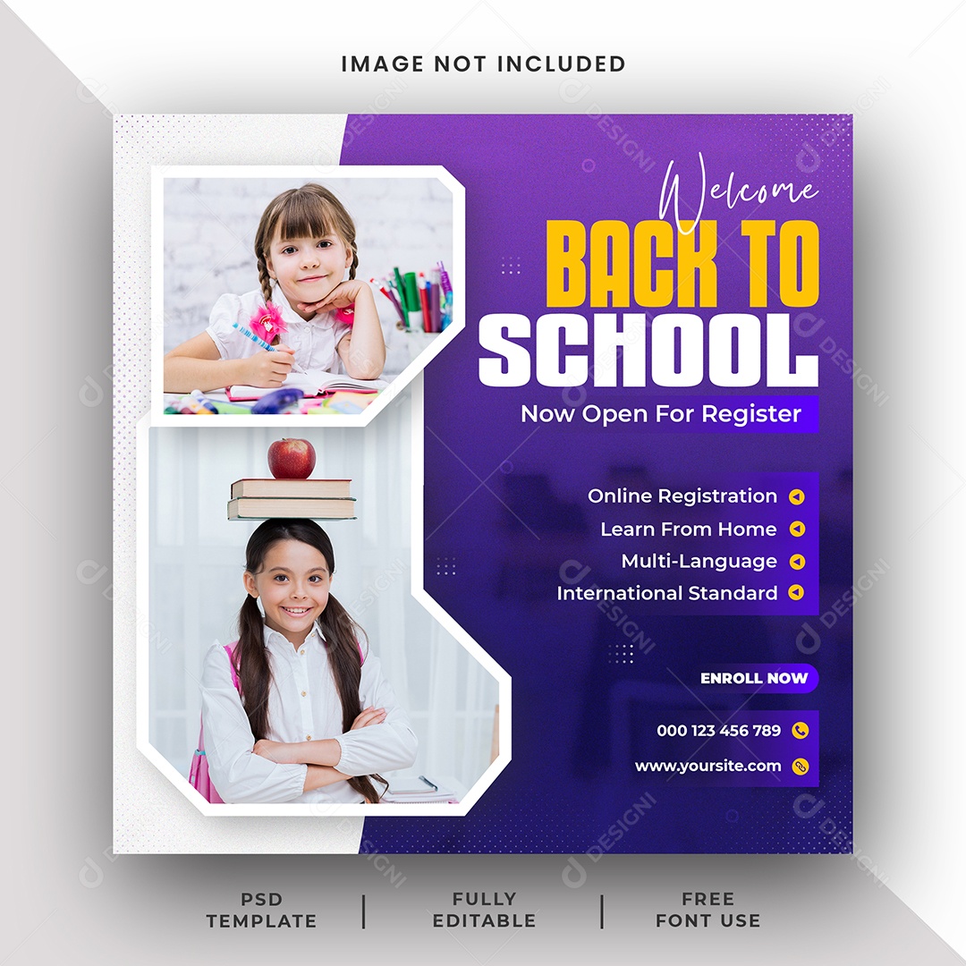 Volta Para Escola Social Media PSD Editável