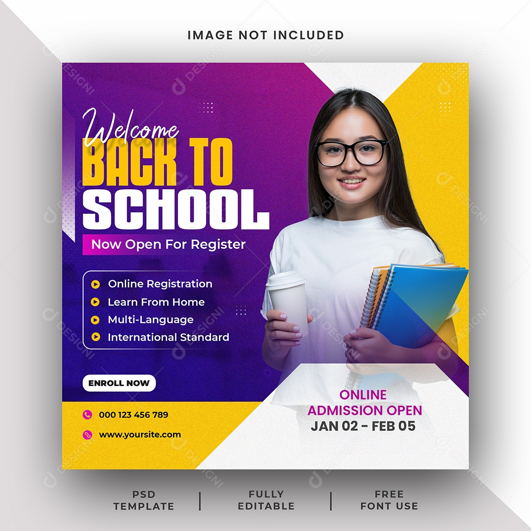 Volta Para Escola Social Media PSD Editável