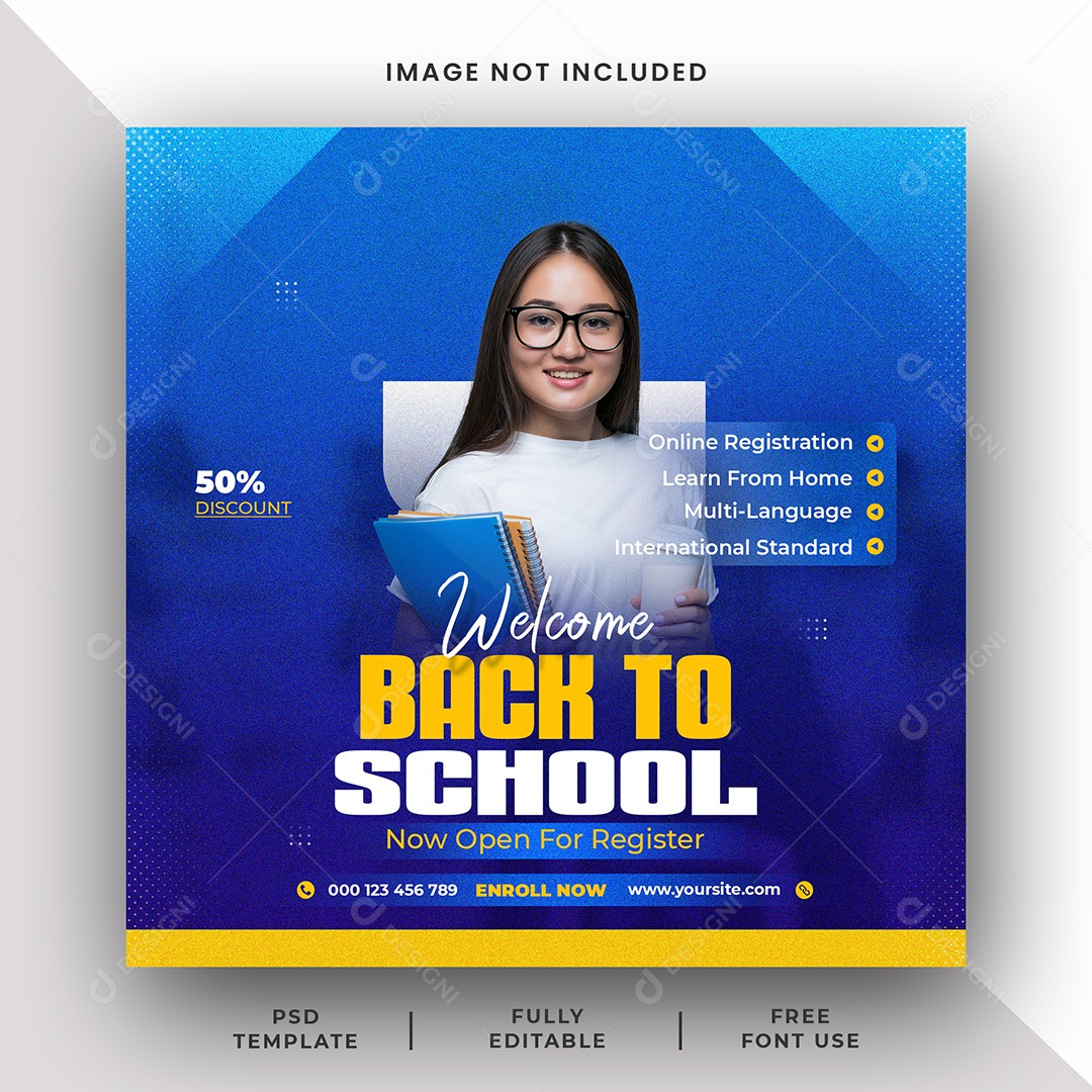 Escola de Admissão Social Media PSD Editável