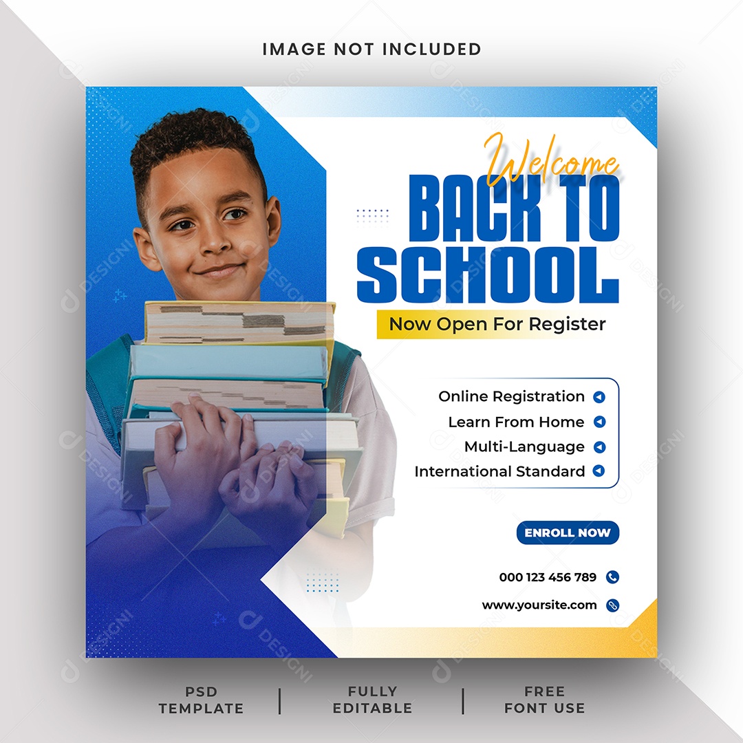 Escola de Admissão Volta às Aulas Social Media PSD Editável