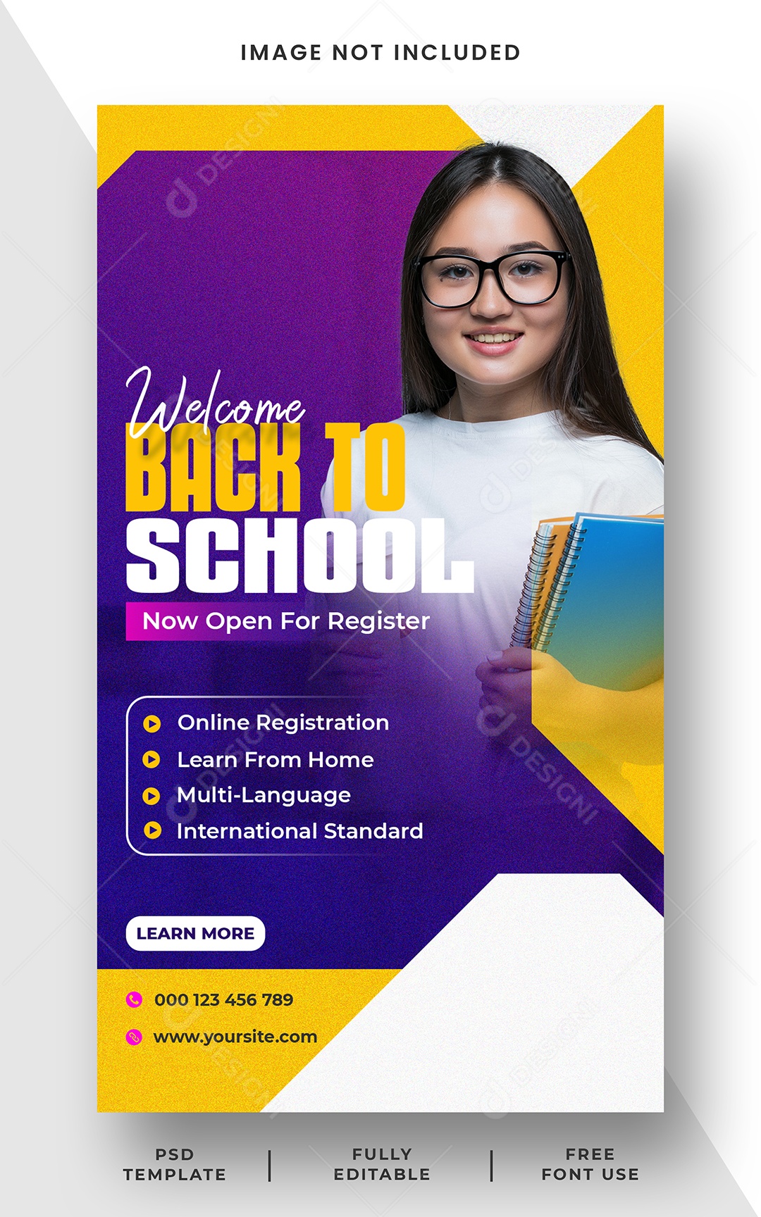 Escola de Admissão Volta às Aulas Social Media PSD Editável