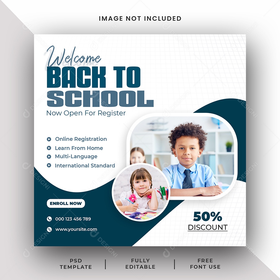 Escola de Admissão Social Media PSD Editável